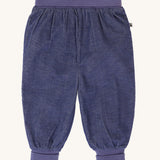 Frugi ink blue carrot organic cotton cord pull up kids trousers.