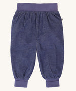 Frugi ink blue carrot organic cotton cord pull up kids trousers.