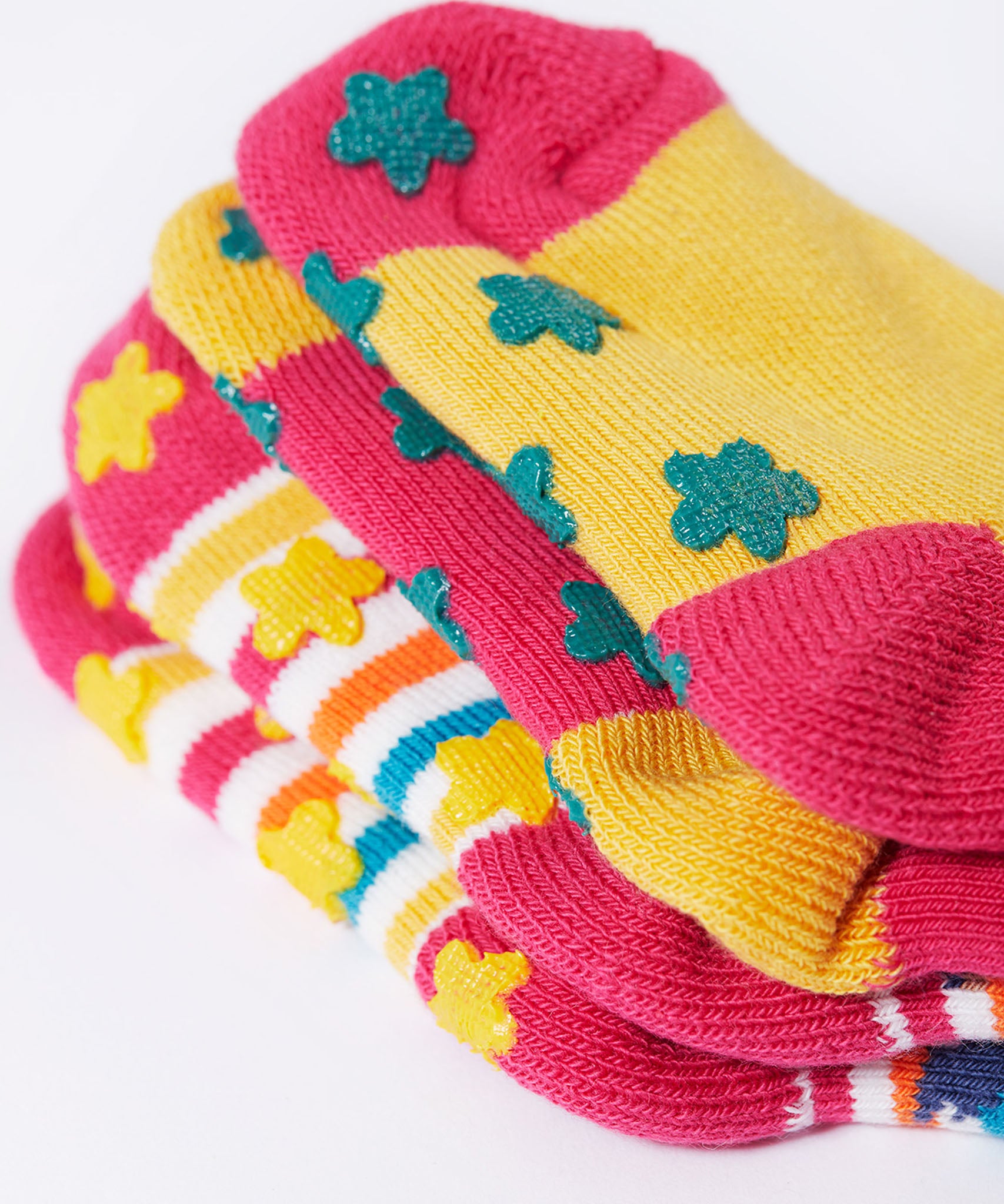 Frugi kids organic cotton grippy socks featuring wild woods designs. 