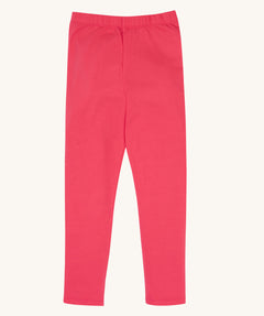 Frugi kids libby leggings in rose available at Babipur. 100% GOTS organic cotton leggings in bright pink with a soft elasticated waist band for a comfortable fit.