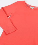 Frugi pointelle long sleeve top in rhubarb pink organic cotton with a picot trim on the neckline