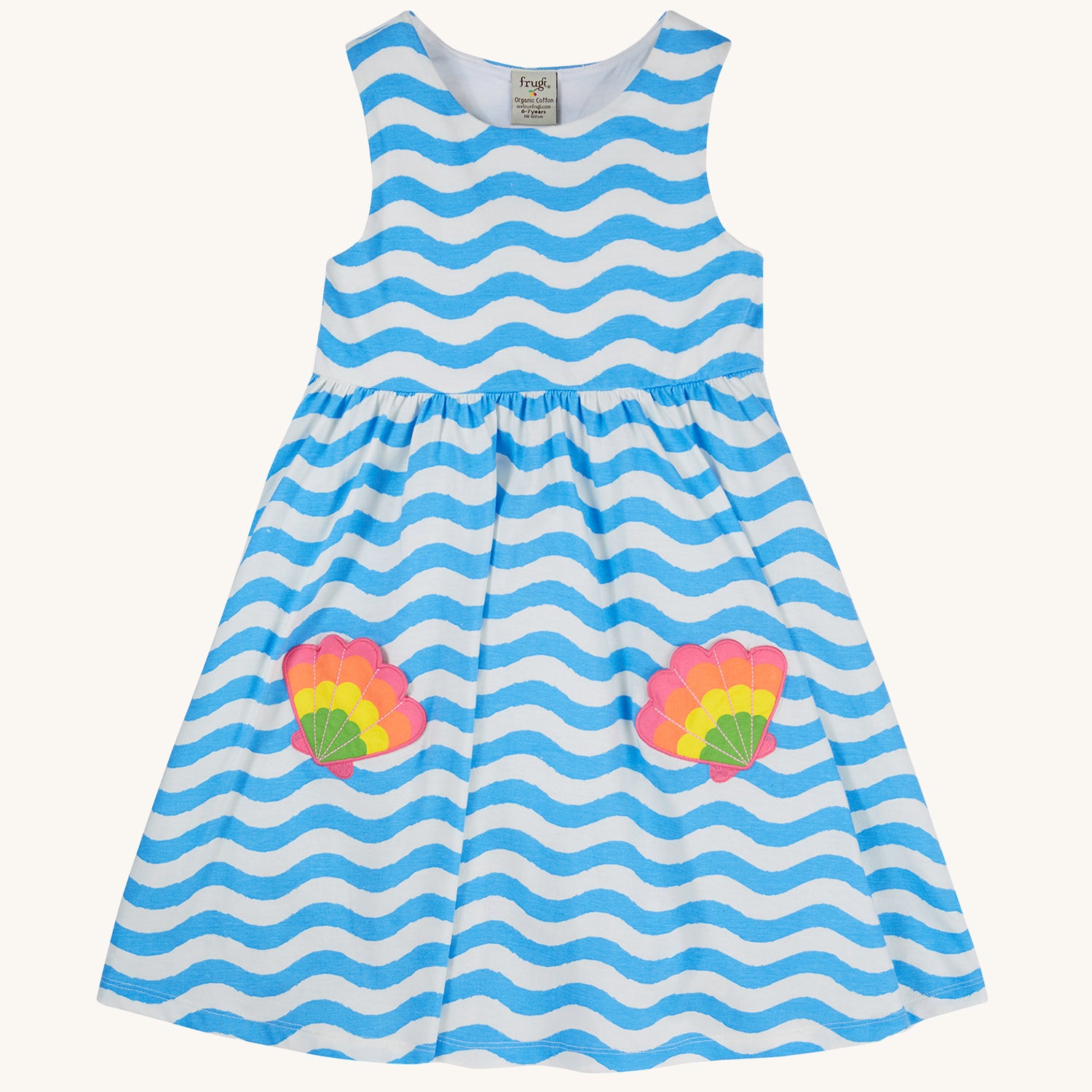 Frugi Children s Organic Samantha Summer Dress Wave Stripe Shell Babipur