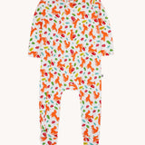Frugi organic cotton kimono style zip babygrow with a squirrel friends print. 