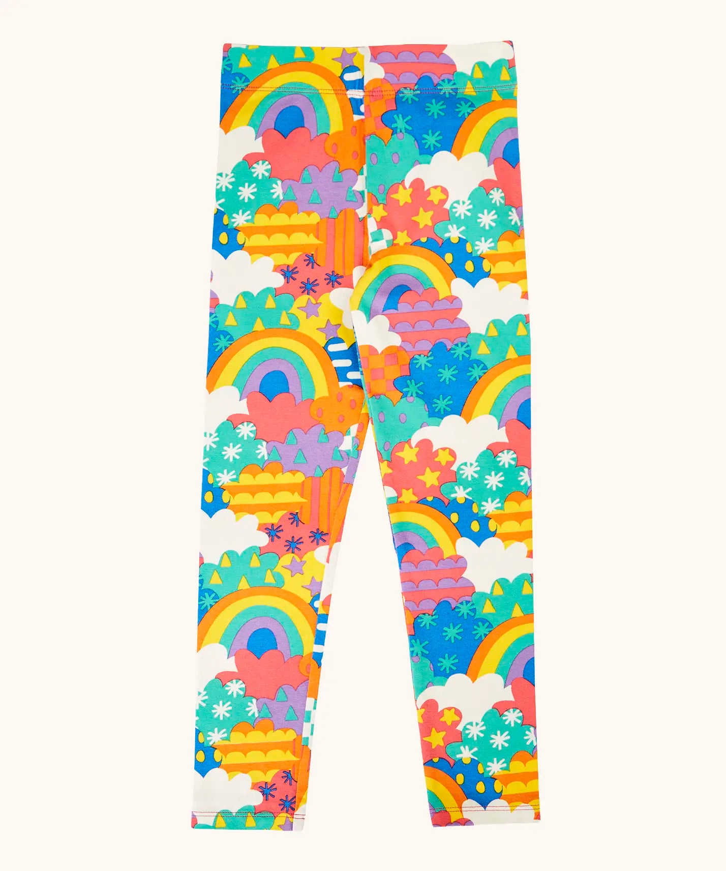 Frugi Leona organic cotton leggings with a colourful fun frenzy print.