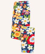 Frugi libby beautiful bunch printed organic cotton leggings. Navy coloured background with all over flower print.