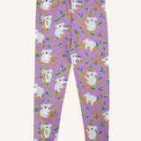 Frugi libby purple organic cotton leggings with an all over koala cuddles print.