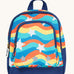 Frugi Little Adventurers Backpack - Wavy Stars. Made from post-consumer recycled plastic, this Little Adventurers Backpack from Frugi comes in a rainbow print, and white and grey stars. This bag has a detachable rein, two zipped pockets, reflective print 