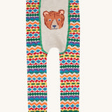Frugi organic cotton little knitted leggings with a bear fair isle design. 