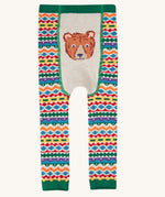 Frugi organic cotton little knitted leggings with a bear fair isle design. 