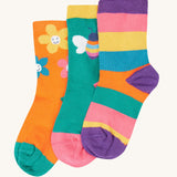 Frugi organic cotton Little Socks fun flowers 3 pack.
