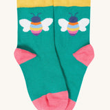 The bee design organic cotton socks from the Frugi Little Socks fun flowers 3 pack.