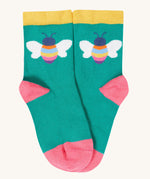 The bee design organic cotton socks from the Frugi Little Socks fun flowers 3 pack.