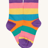 The colour block organic cotton socks from the Frugi Little Socks fun flowers 3 pack.