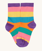 The colour block organic cotton socks from the Frugi Little Socks fun flowers 3 pack.