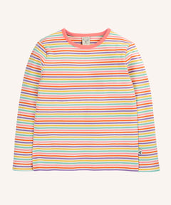 Frugi Lucia long sleeve organic cotton top in a multi coloured bonnie stripe. 