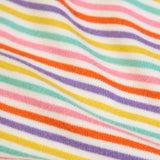 Frugi GOTS 100% organic cotton kids long sleeve top showing a close up of the pink and purple pastel striped design