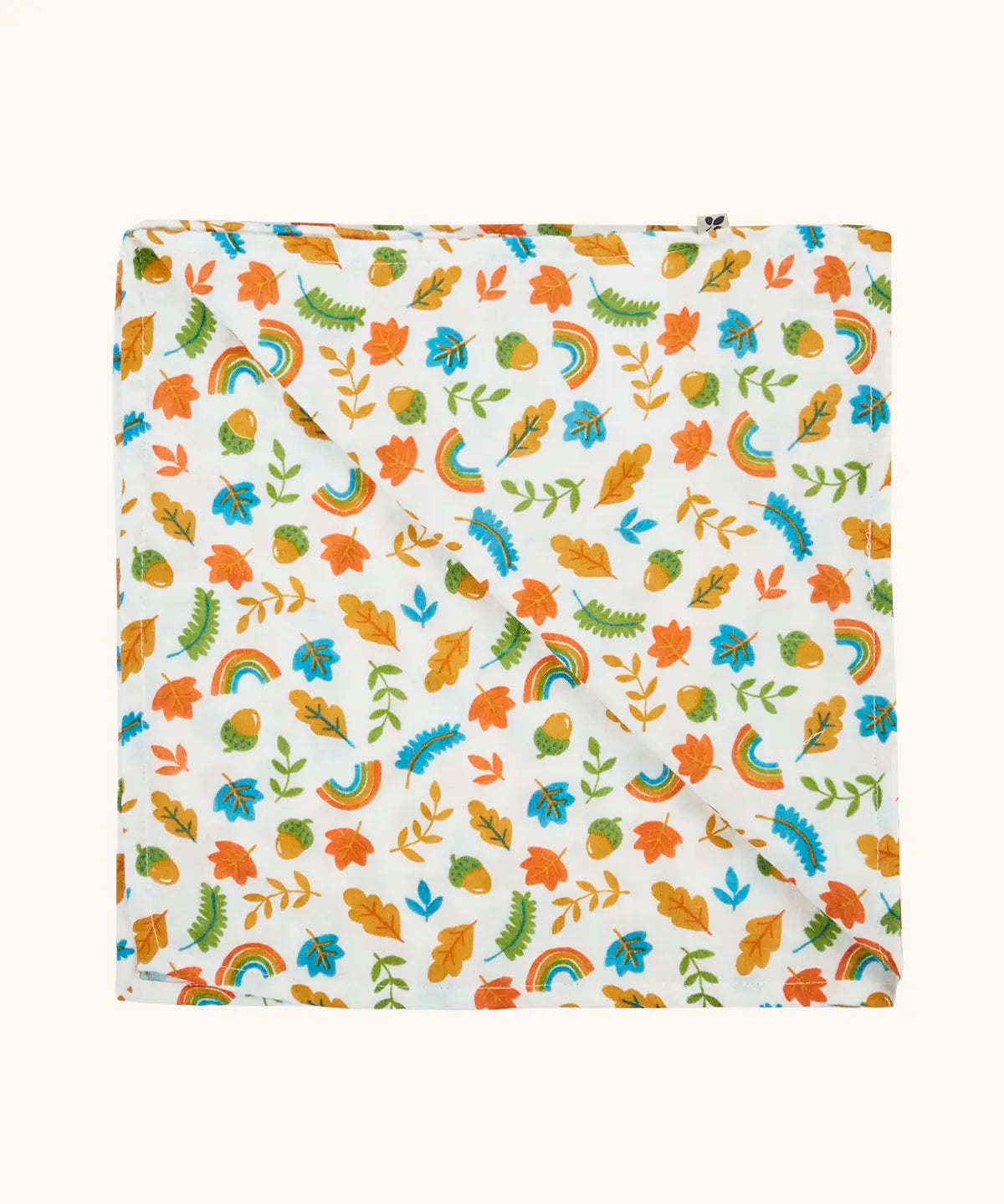 Frugi marvellous organic cotton muslin with an autumn acorns all over repeat print.
