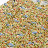 Frugi Natasha long sleeve organic cotton top in yellow with an all over highland houses themed print.