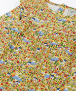 Frugi Natasha long sleeve organic cotton top in yellow with an all over highland houses themed print.