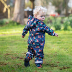The back of the Frugi Children's Puddle Buster All In One - Tiger Time