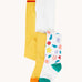 Frugi Norah 2 pack tights with a bumble bee yellow and flowers design. 