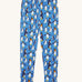 Frugi organic cotton kids libby leggings with a penguin waddle print on a blue background.