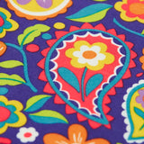 Close up of the print on the Frugi organic cotton libby leggings with a pretty paisley print. 