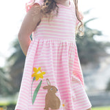  this is a cheerful pink and white stripe dress