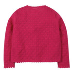 Frugi pea rich pink cardigan pointelle scalloped edges