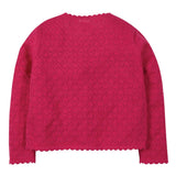 Frugi pea rich pink cardigan pointelle scalloped edges