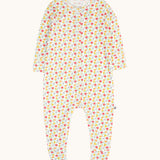 Frugi Pointelle Organic Cotton footed Babygrow with an all over Ditsy Floral print.