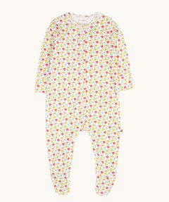 Frugi Pointelle Organic Cotton footed Babygrow with an all over Ditsy Floral print.
