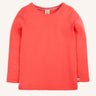 Frugi pointelle long sleeve top in rhubarb pink organic cotton.