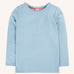 Frugi pointelle long sleeve top in winter sky blue organic cotton.