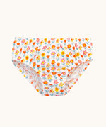 The all over flower print children's briefs from the The red and pink striped children's briefs from the Frugi organic cotton briefs underwear multipack bloom flowers design. 
