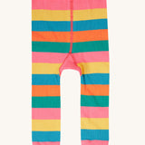 The front of the Frugi rainbow bee design organic cotton leggings footless tights.