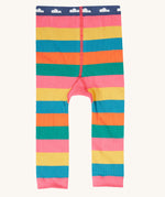 The front of the Frugi rainbow bee design organic cotton leggings footless tights.