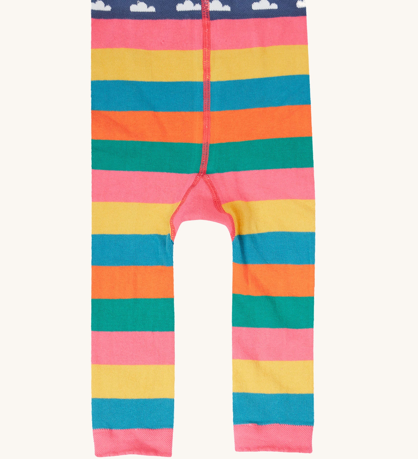 The front of the Frugi rainbow bee design organic cotton leggings footless tights.