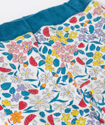 A close up of the floral design on the The back of the Frugi Poppy Reversible Pull Ups - Blue / Wild Woods available at Babipur