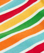 A close up of the ribbed material on the Frugi rib long sleeved baby vest.