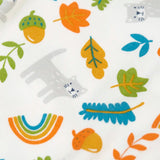 Close up of the Wild cats print featured on the cardigan from the Frugi scrumptious babygrow gift set.