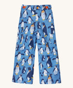The trousers from the Frugi penguin waddle snow and ski salopettes showing the adjustable waistband and combat style side pockets