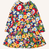 Frugi Sofia organic cotton skater dress with a beautiful bunch all over flower print. 