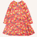 Frugi Sofia skater dress in pink with an all over guinea pig muddle print. 