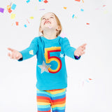 Frugi Tobermory Teal Star Magic Number Top 5-6 Years