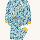 Frugi long sleeved organic cotton sundown pyjamas with a penguin waddle print.