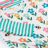 A close up view of a set of two Frugi super special long sleeved organic cotton baby vests.