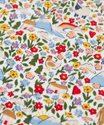 Close up of the highland field all over print on on of the vests from the Frugi super special 2 Pack long sleeved organic cotton baby body.