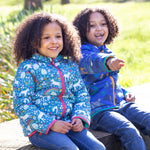 The Yellow side of the Frugi Children's Reversible Toasty Trail Jacket - Safari Camo