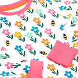 Frugi Sundown organic cotton white fun flowers pyjamas. 